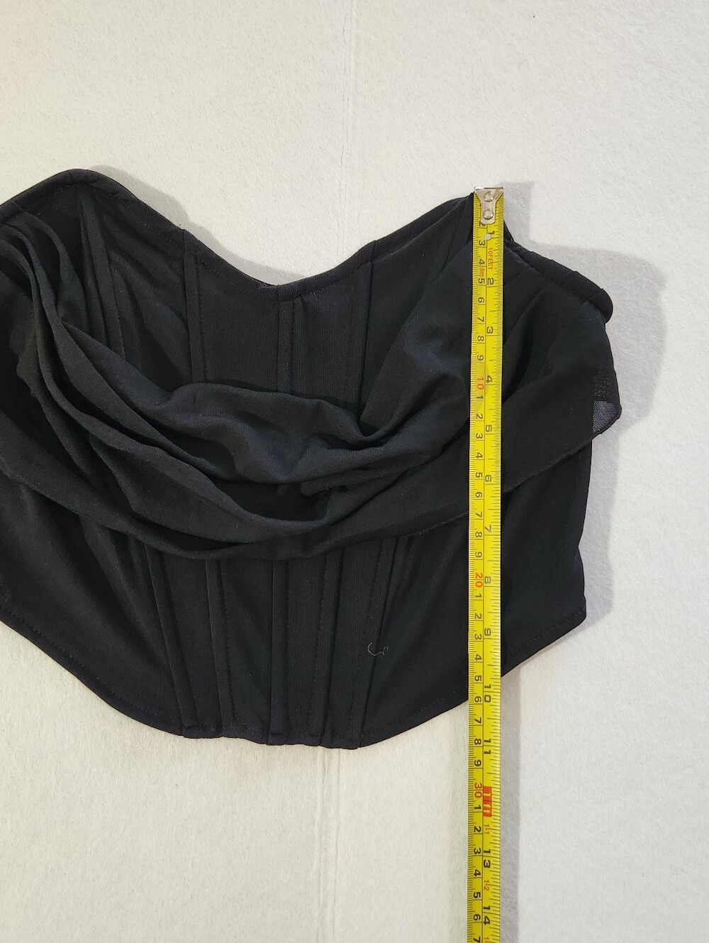 Forever 21 Black Draped Corset Bustier Top Back Zipper And Boning Size Large - Picture 4 of 6